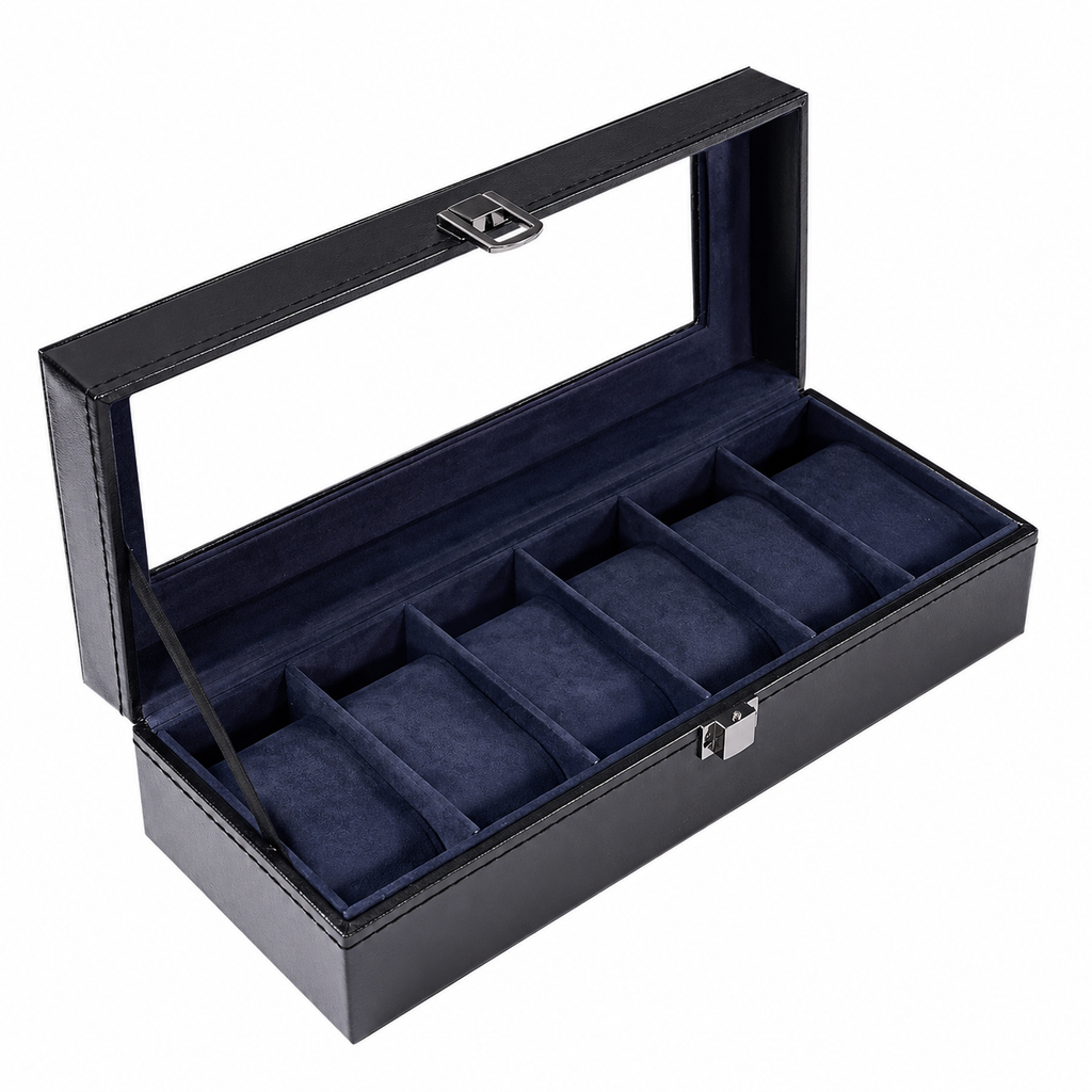 Coffret Montres – Effet Cuir Bleu